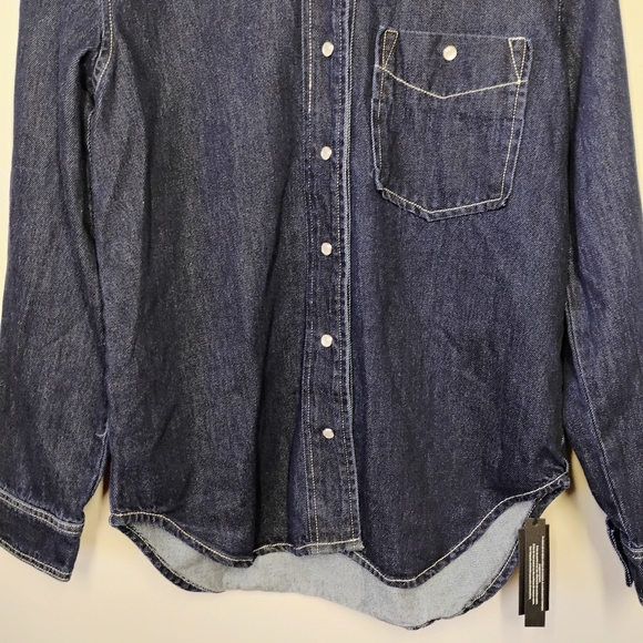 Blank NYC Shotcaller Shirt Womens XS Dark Denim Pearl Snap Button Western Street - Picture 4 of 13